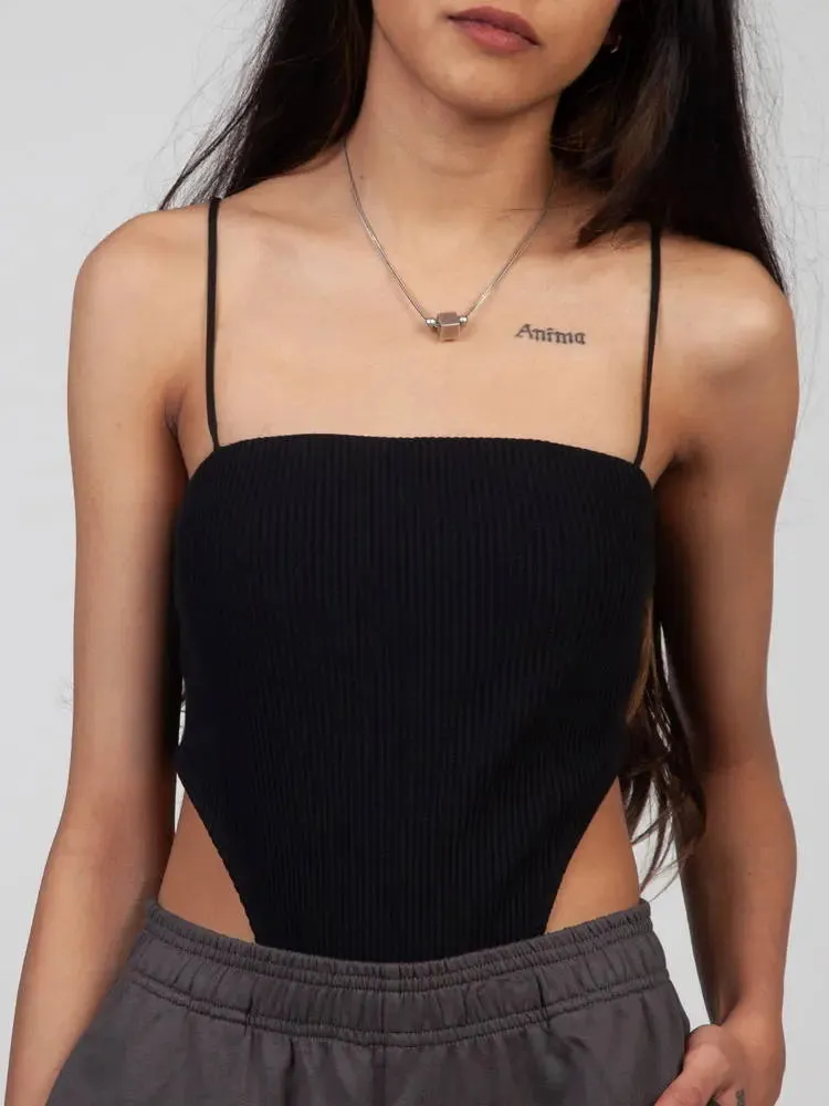 Noir Black Ribbed Bodysuit