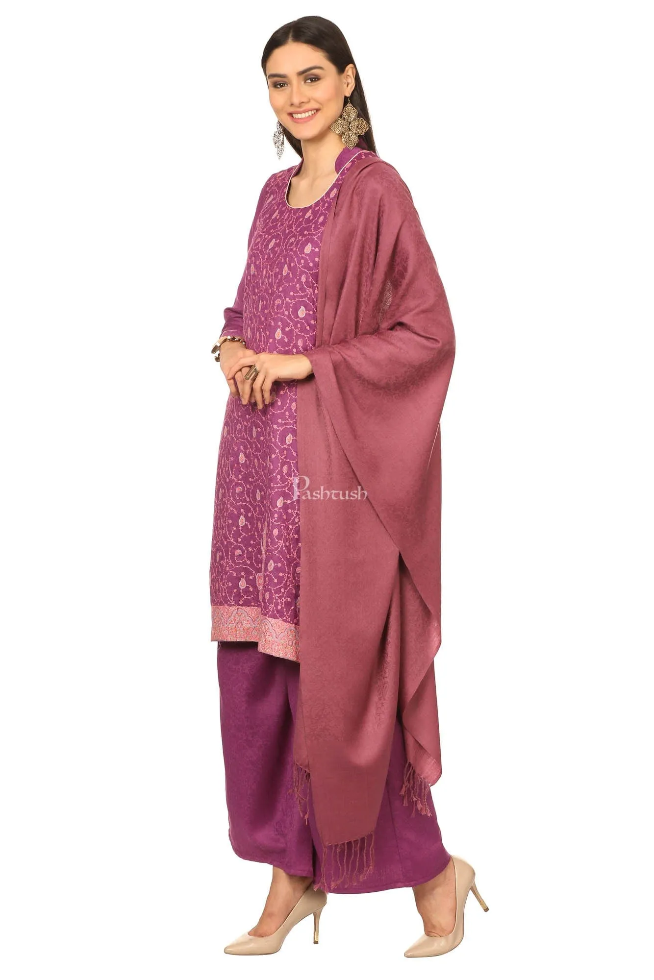 Pashtush Embroidery Suit, Fine Wool (Unstitched) -