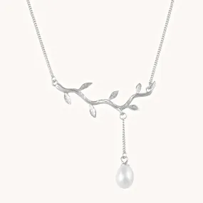 Pearl Leaves Silver Necklace W.