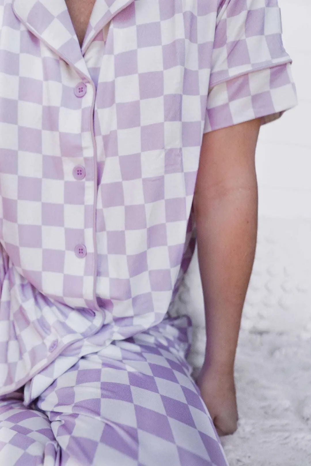 Periwinkle Checks Dream Nursing Pajama Set