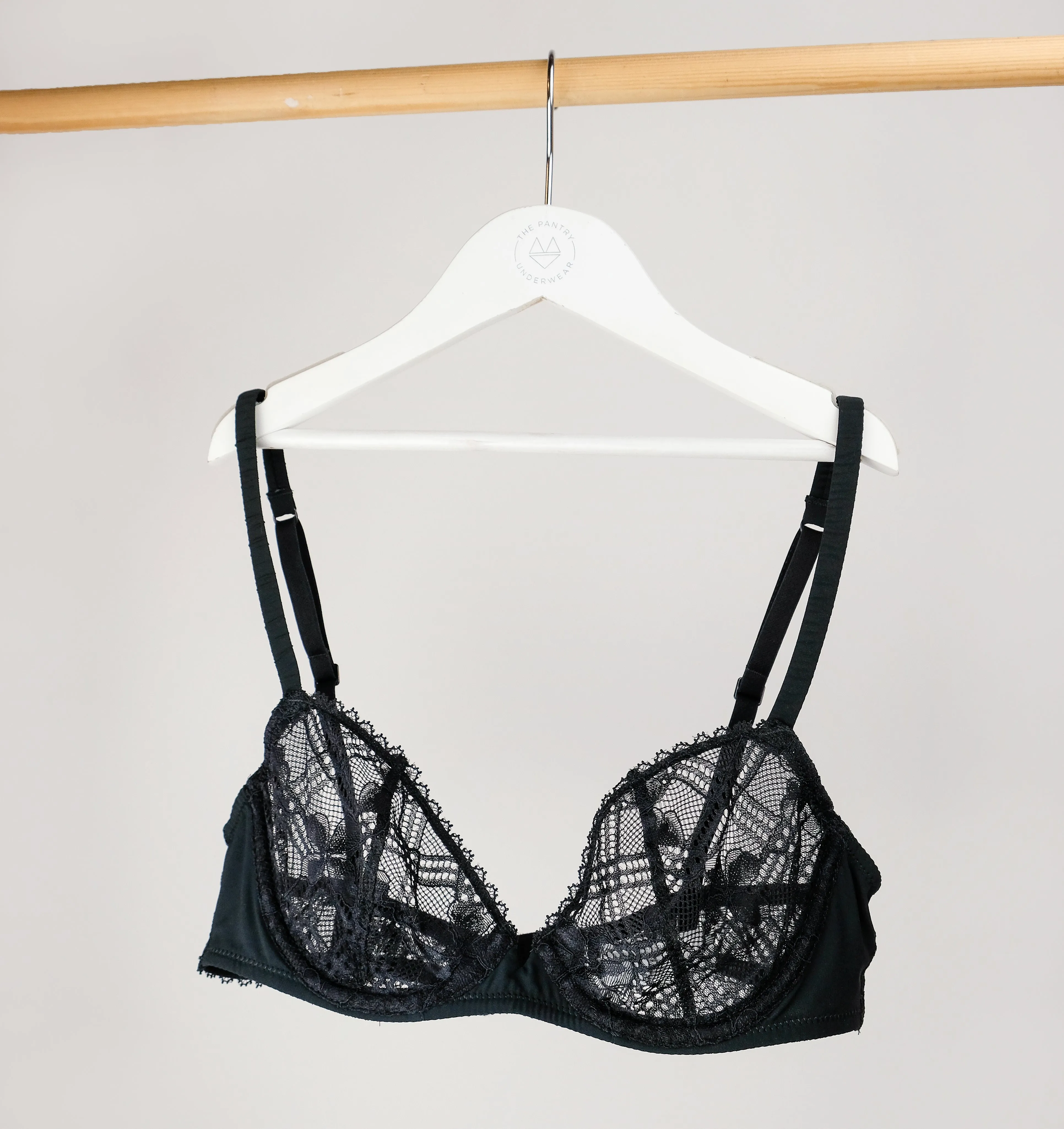 Plaid mesh bra [Black]