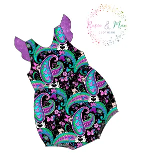 PREORDER - Seasonal Prints - Paisley's - Black - Bubble Romper