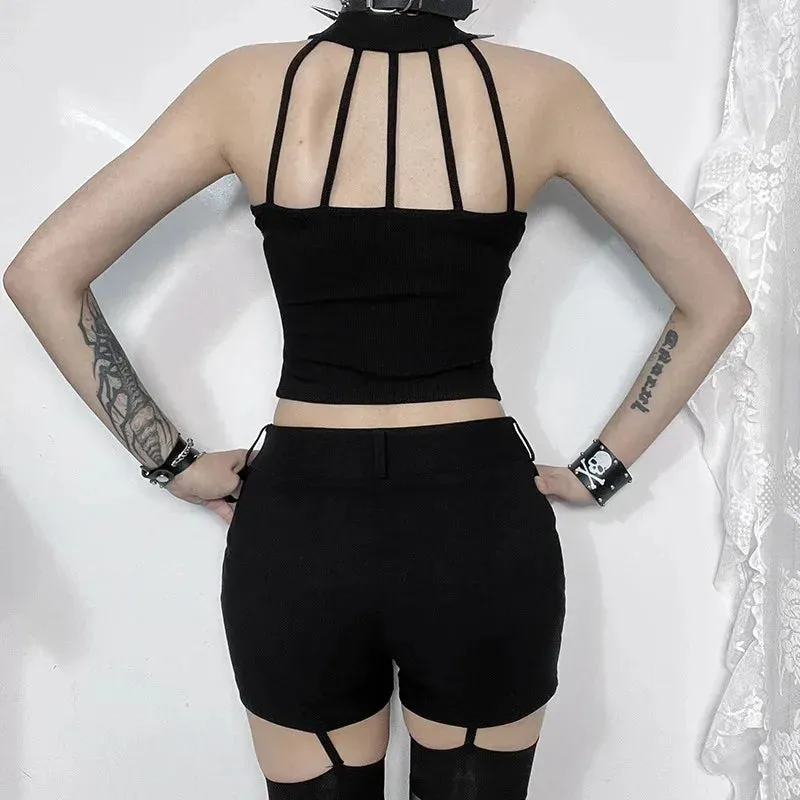 Punk Streetwear Backless Off Shoulder Crop Top