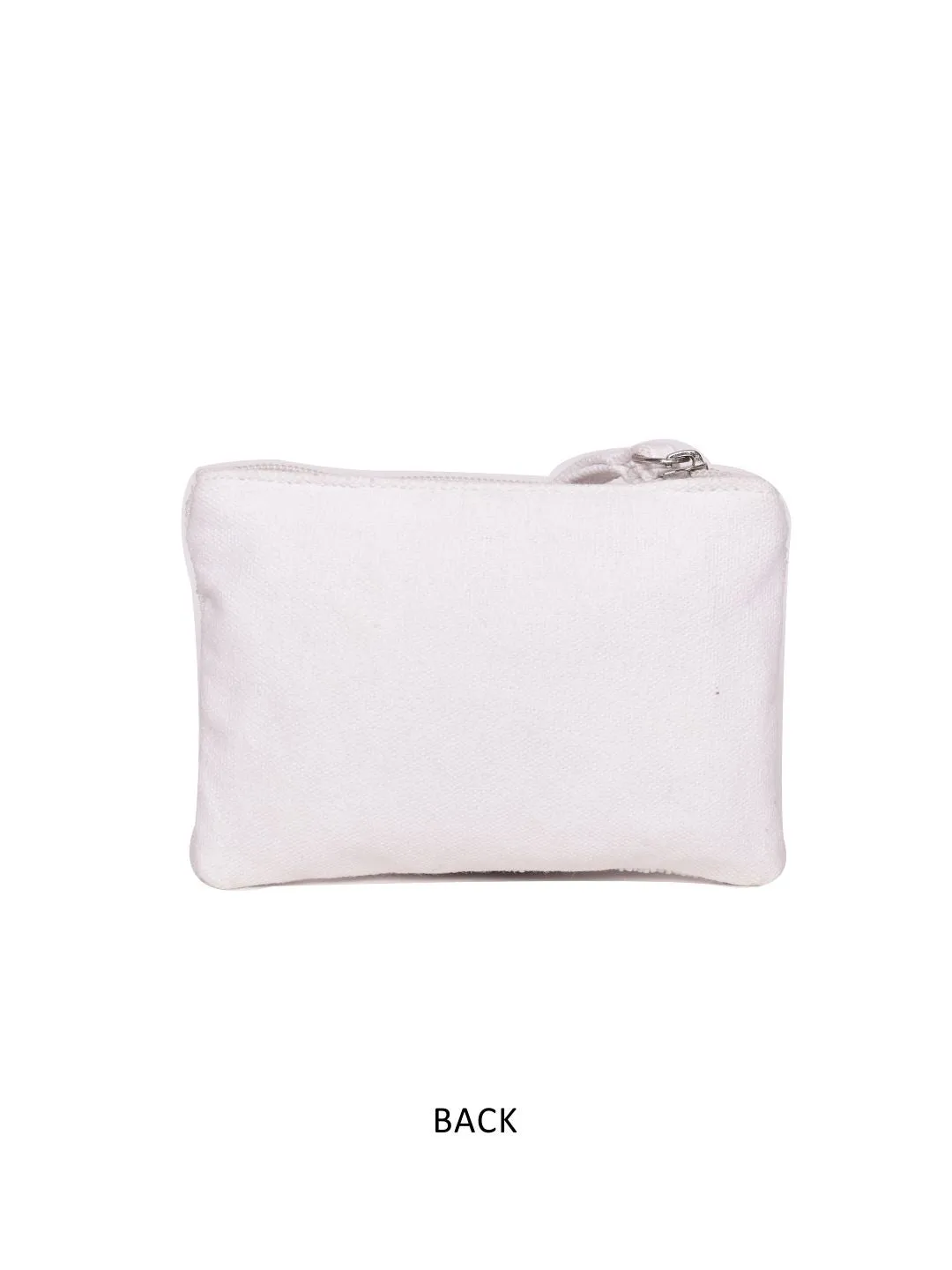 "White Canvas With Beading/  Make Up Pouch/Kit Small Size"