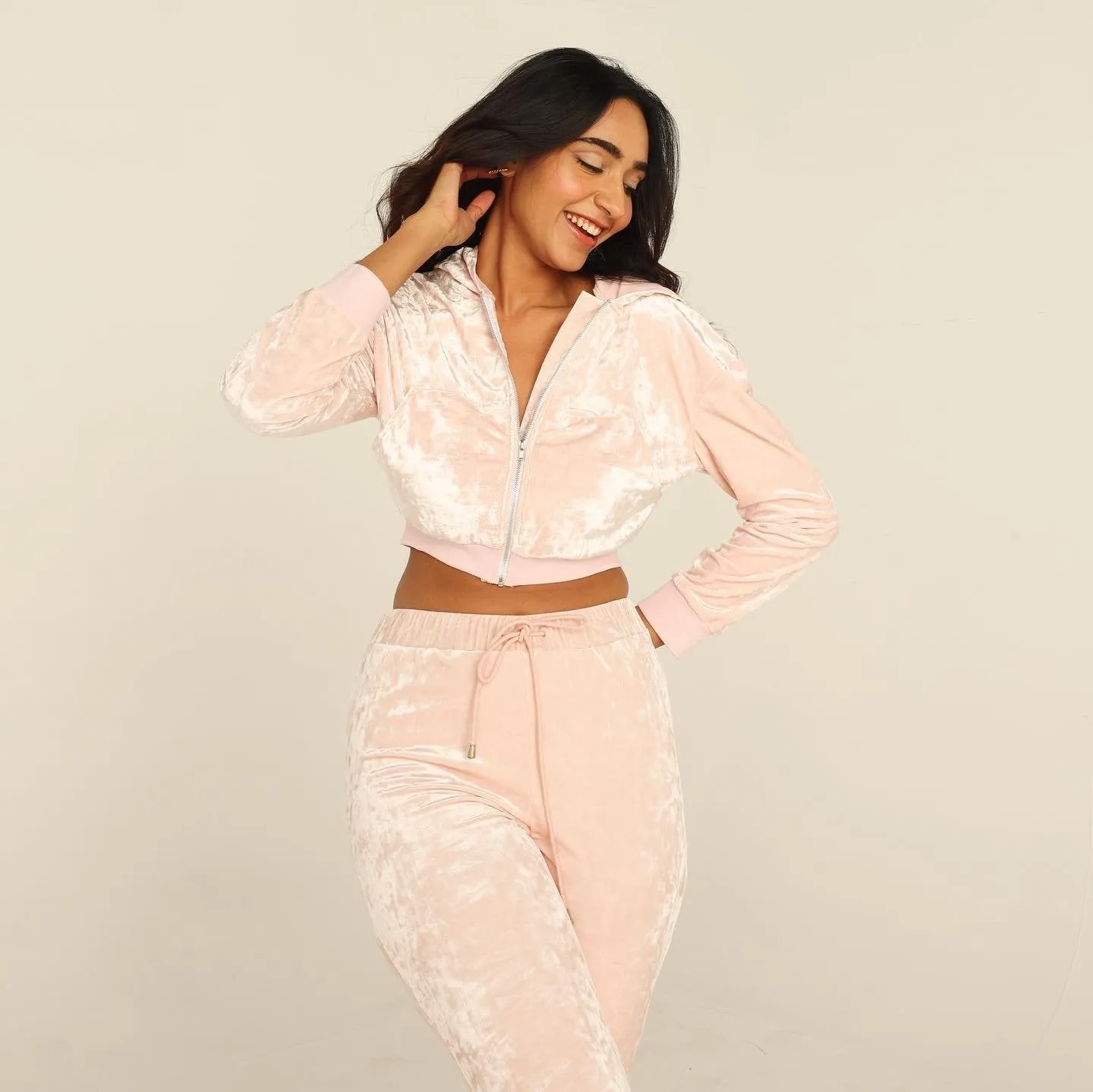 Regina Baby Pink Velour Flare Pants