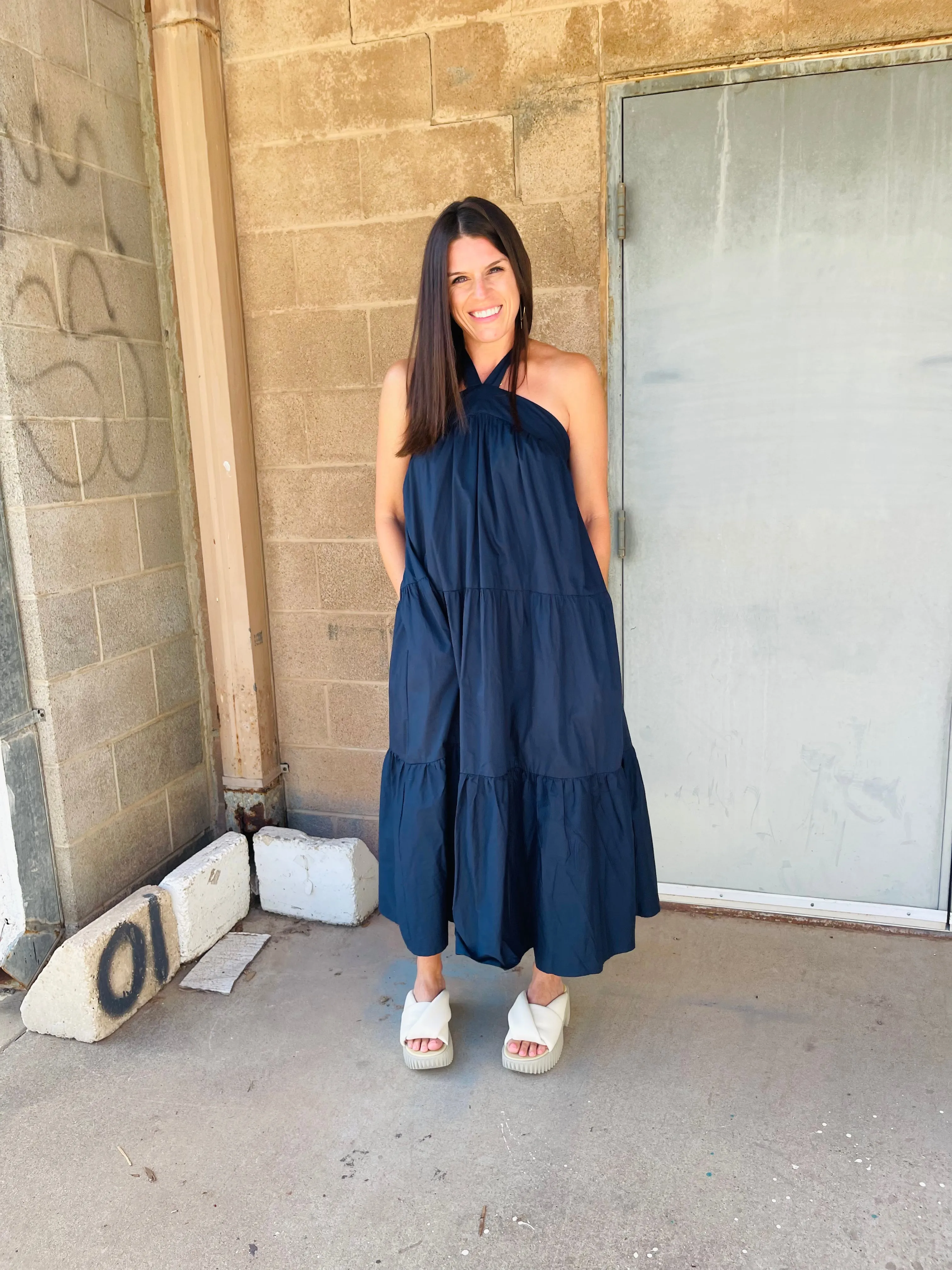 Relaxed Tiered Maxi Dress | Navy | FINAL SALE