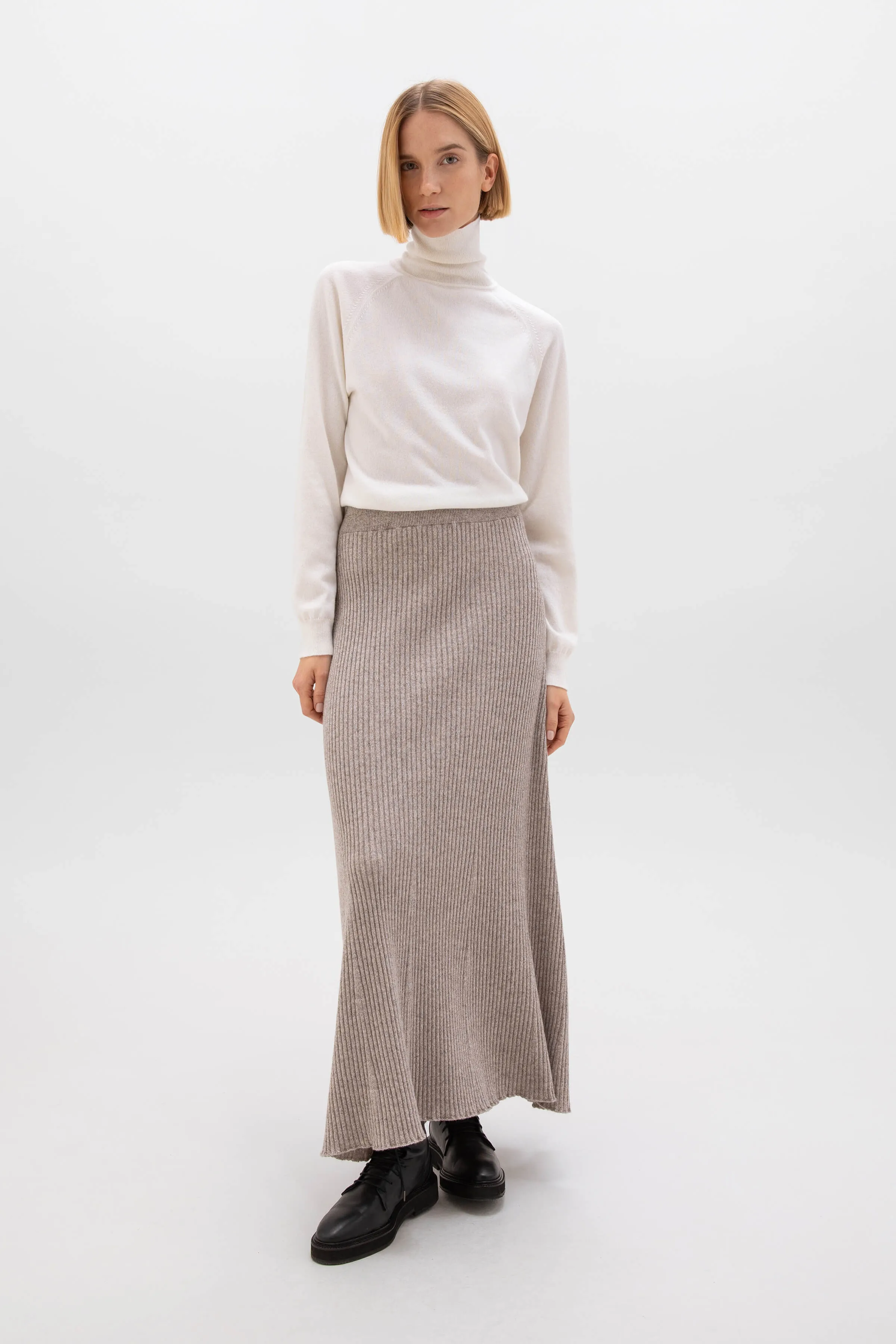 Ribbed Cashmere Skirt