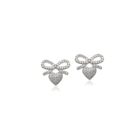 Ribbon Heart Cubic Zirconia Earring