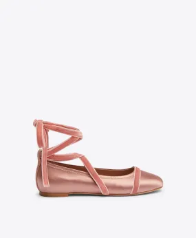 Spencer Pink Satin Flat Pumps