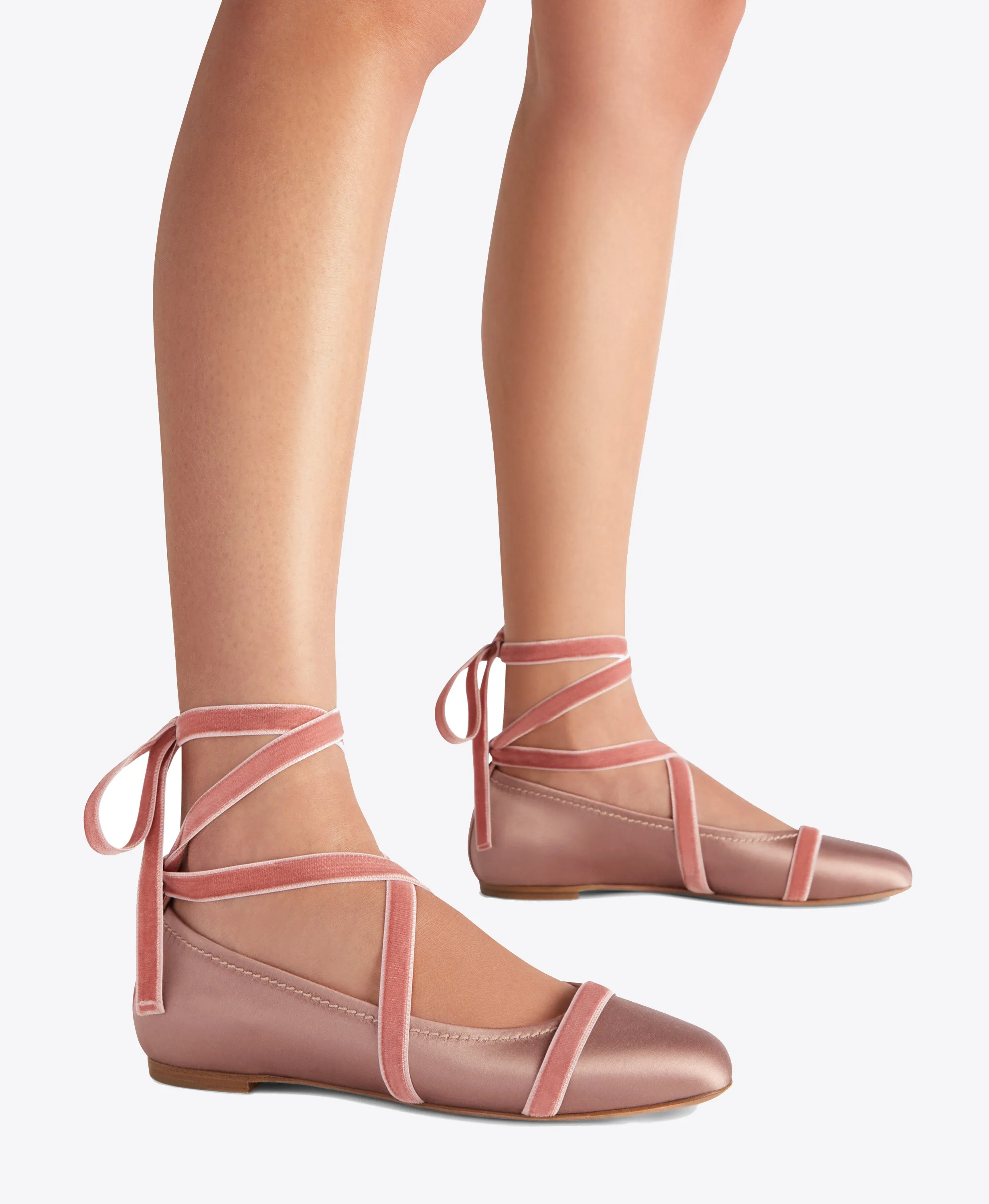 Spencer Pink Satin Flat Pumps