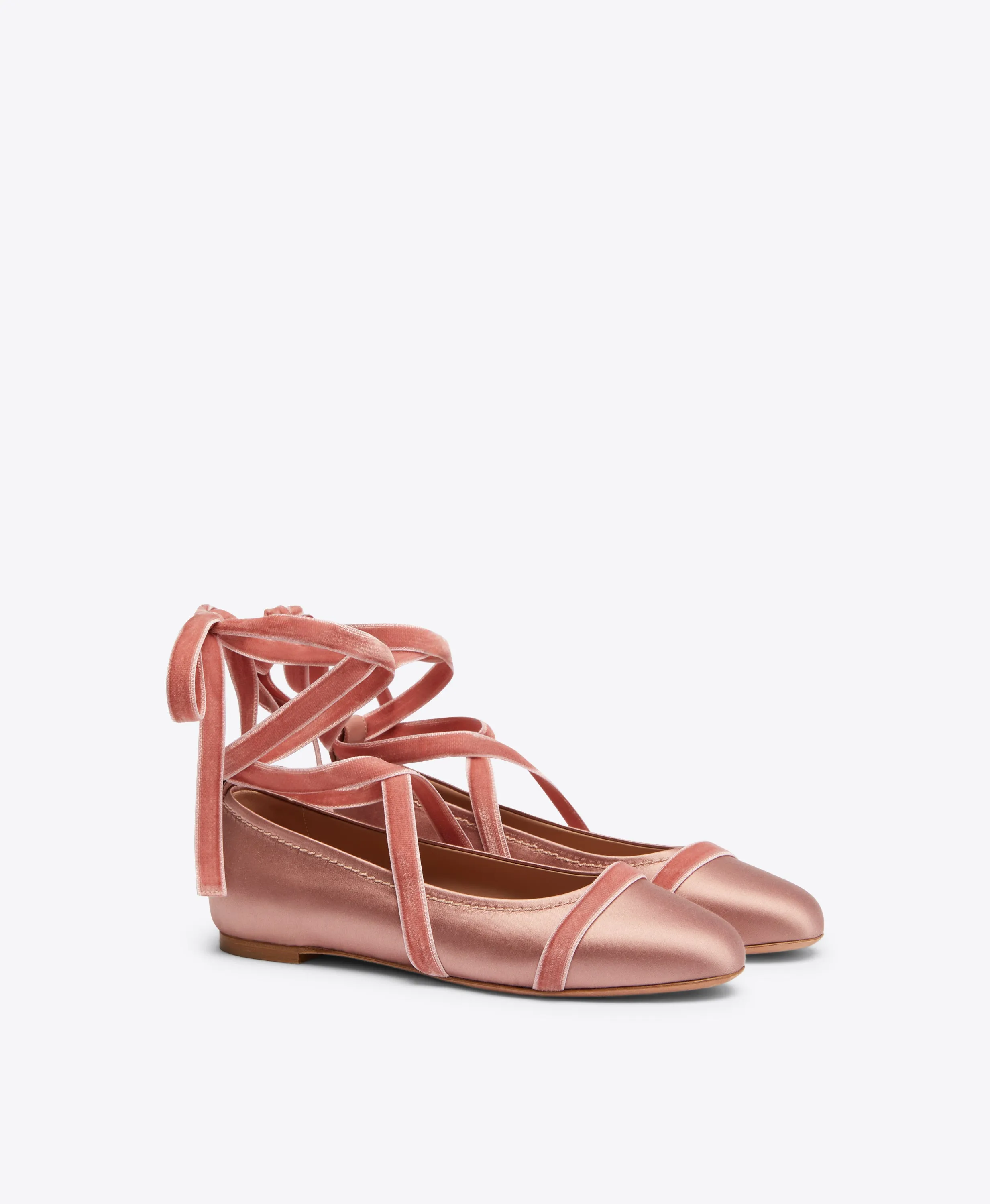 Spencer Pink Satin Flat Pumps