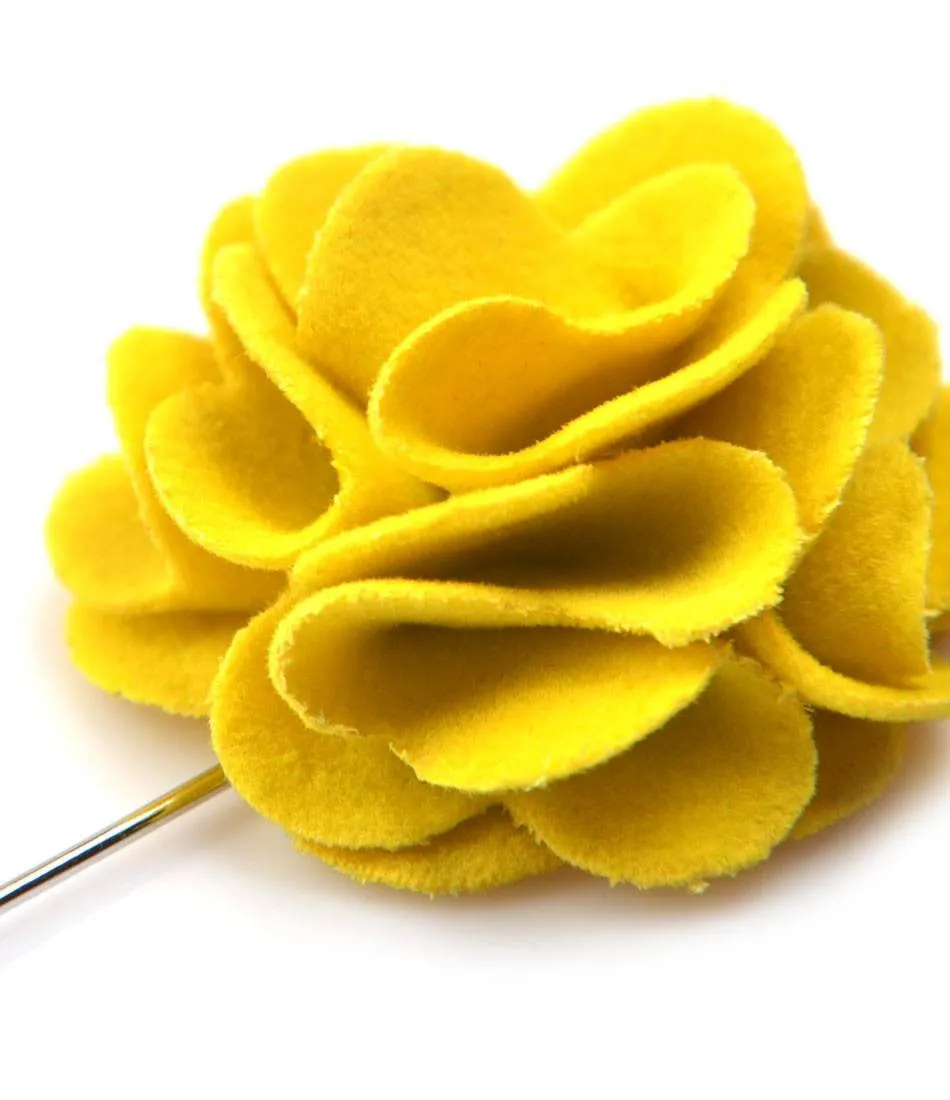 Sunglow Yellow Plush Flower Lapel Pin