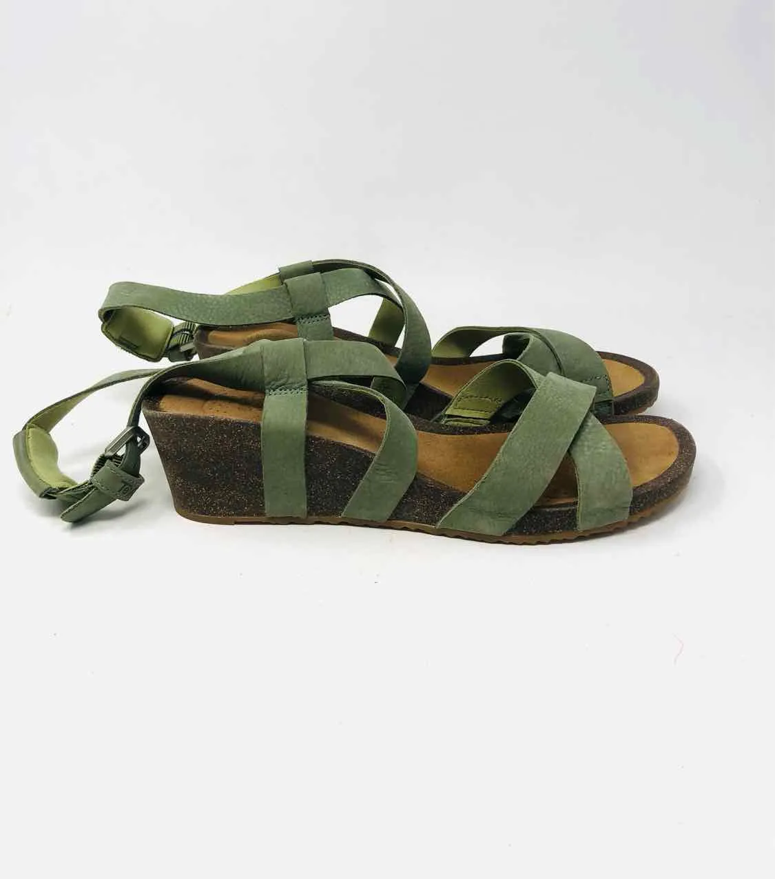 Teva Size 10 Olive Crisscross Suede Shoes Wedge Sandal