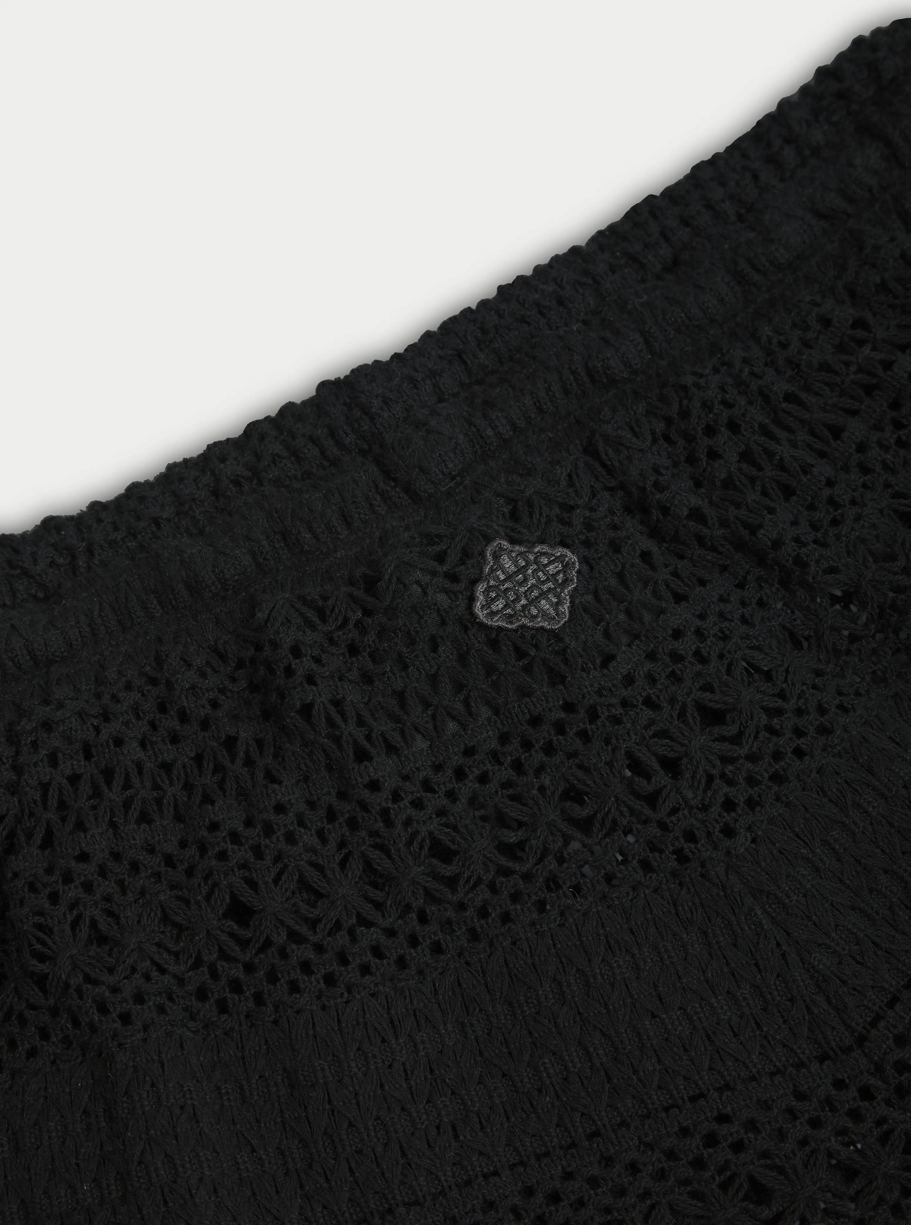 TEXTURED CROCHET SHORTS - BLACK