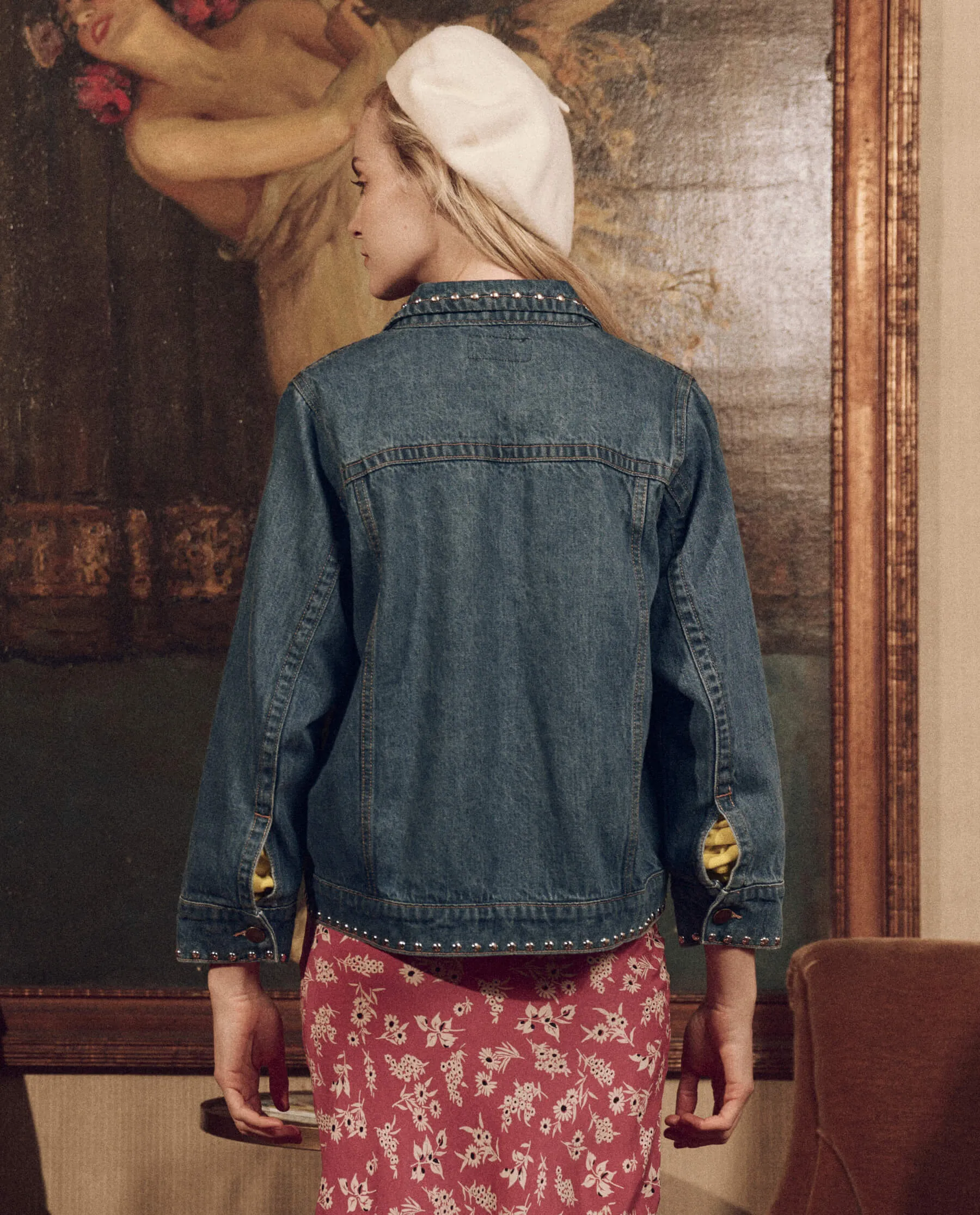 The Studded Denim Jacket. -- Electric Blue Wash