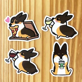 Tricolor Corgi Foodies Vinyl Sticker Pack (Pack of 4)