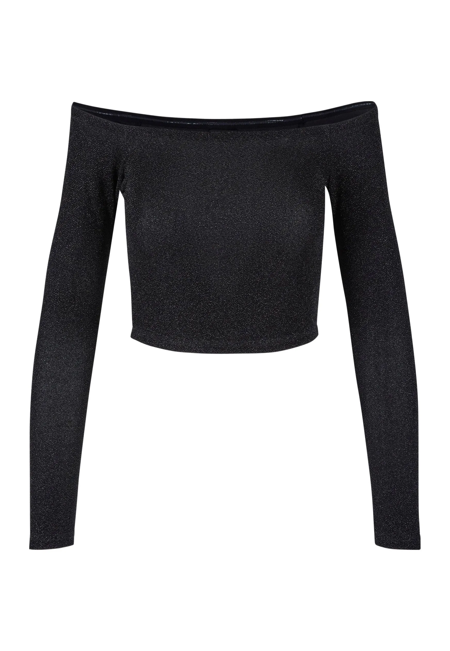 Urban Classics - Ladies Off Shoulder Glitter Black - Longsleeve