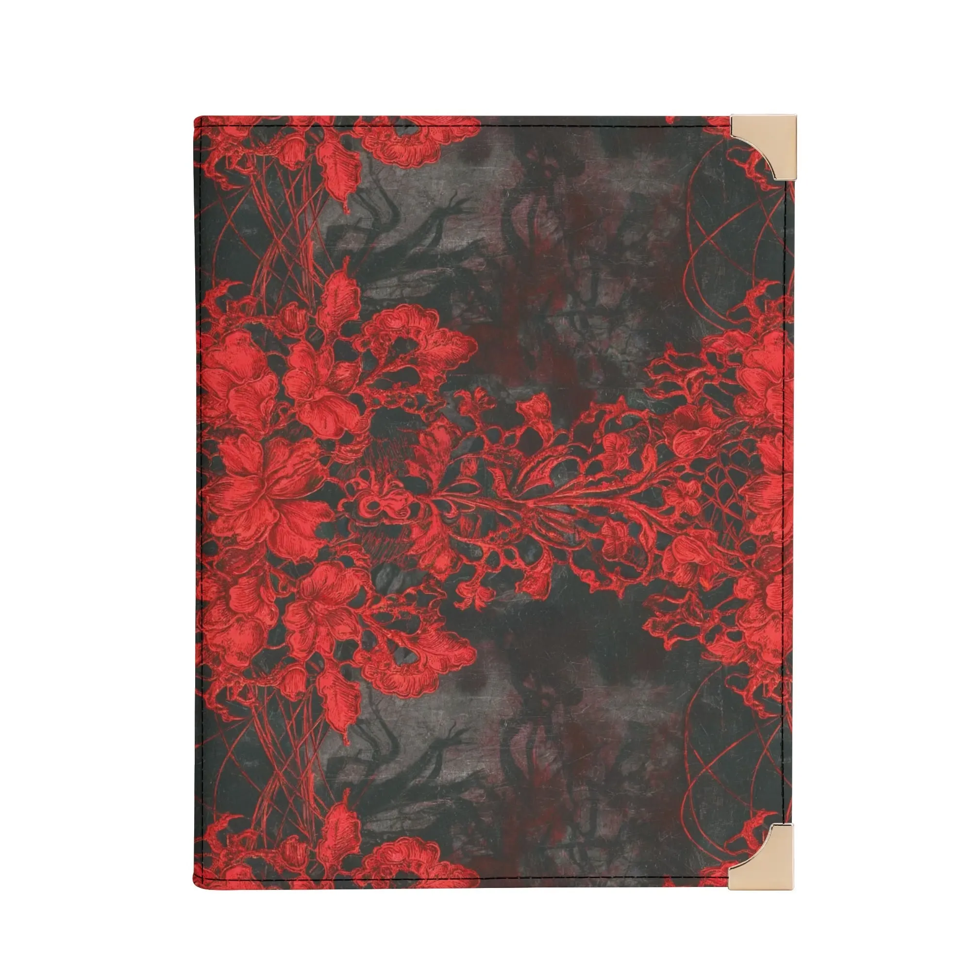 Vampire Art Dark Academia Book Cover Crossbody Bag - Grunge Red Damask