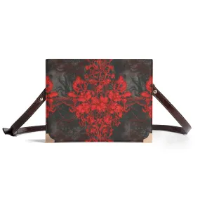 Vampire Art Dark Academia Book Cover Crossbody Bag - Grunge Red Damask