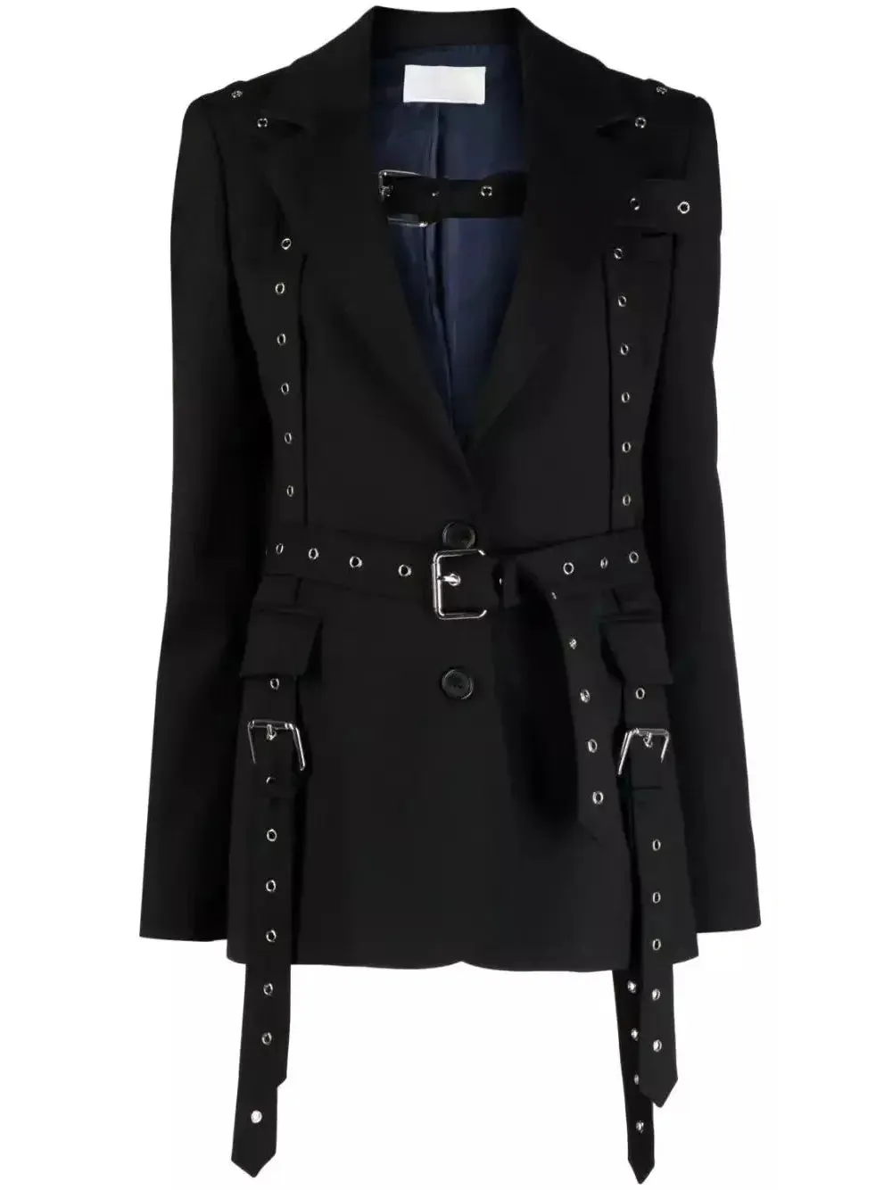 Women’s Black Multi Buckle Belted Single Breasted Blazer