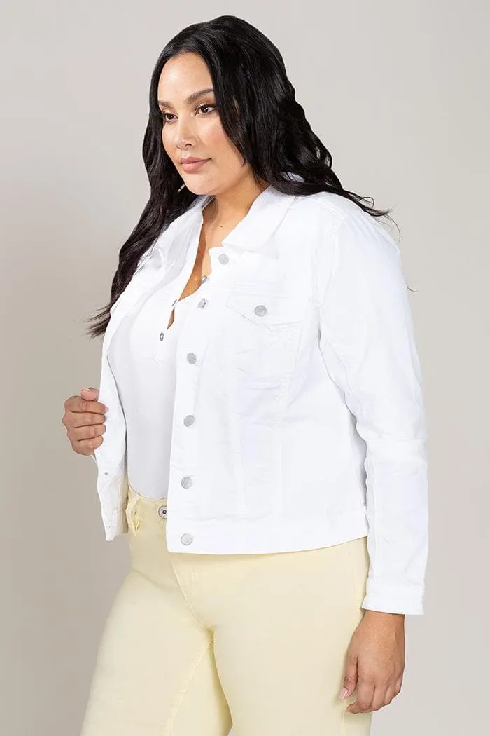 Women's Plus Size Distressed Denim Jacket